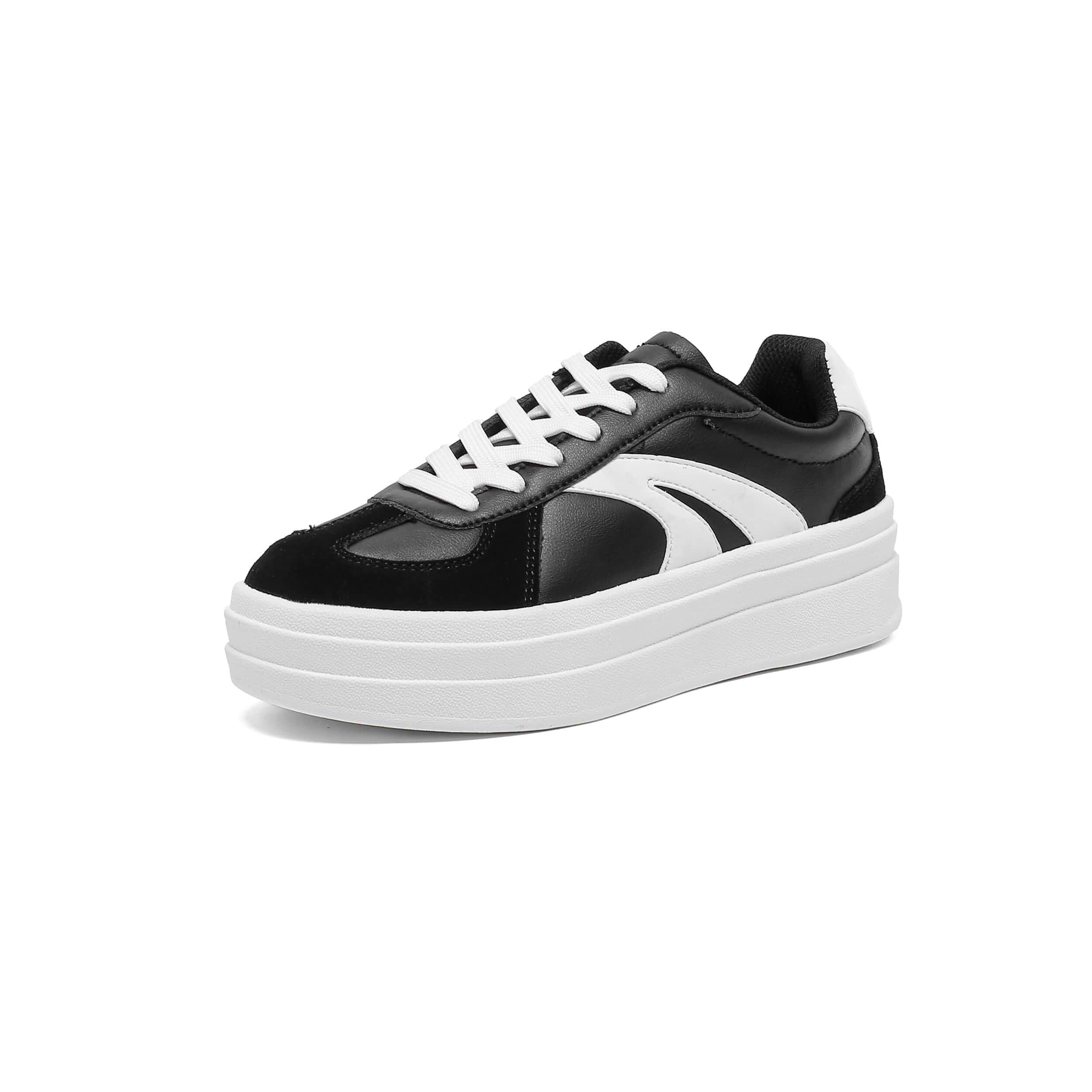 Women's Platform Retro Fashion Sneakers- Lace Detail Casual Walking Shoes-Gum Thick Sole Comfort Tennis Skate Shoes