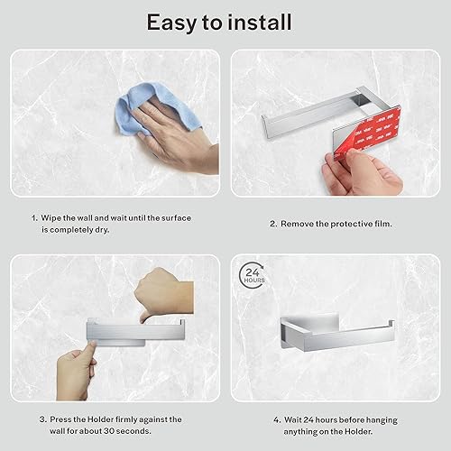 Miniatura 3 de EMPAVA Soporte autoadhesivo para papel higiénico SUS304, de acero inoxidable, no se perfora, soporte para rollo de papel higiénico para baño,