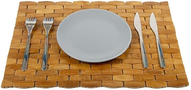 HANKEY Bamboo Place Mats, Dining Mat, Decoration for Table, Heat Insulation Hexagon Natural Color Set of 4 Eco-Friendly
