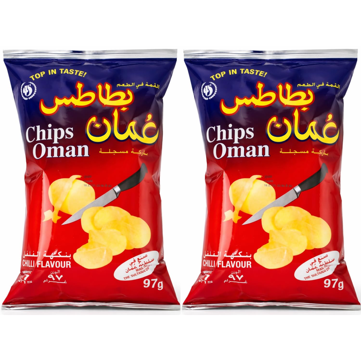 Oman Chips Chilli Flavour Potato Chips 97g (Pack Of 2) By COUGAR | Spicy & Crunchy Potato Chips | Bold Chilli Taste | Classic Middle Eastern Snack | Perfect for Tea Time, Parties, Travel & Everyday Snacking - (Imported-Oman)-image-10