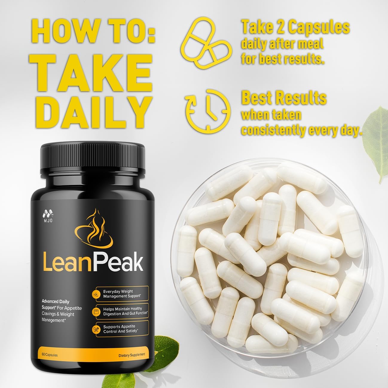 Lean Peak Capsules, Official LeanPeak Pills with All Natural Ingredients, Advanced Leanpeak Overall Health and Wellness Supplement for Natural Maximum Strength Healthy Lifestyle Support (60 Capsules)