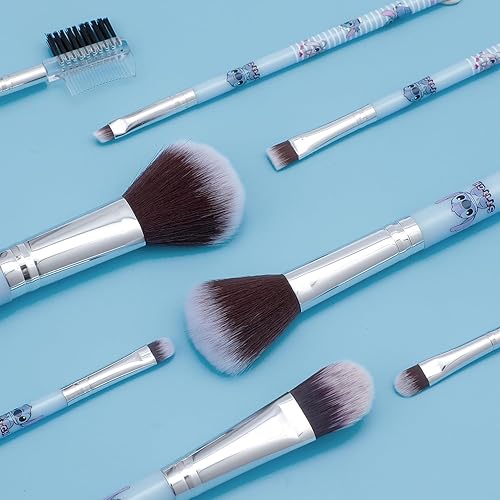 Miniatura 6 de Bolsa de maquillaje de puntada con brocha de maquillaje, estuche de cosméticos de felpa para puntadas, 12 piezas, bolsa de capacidad para brochas de