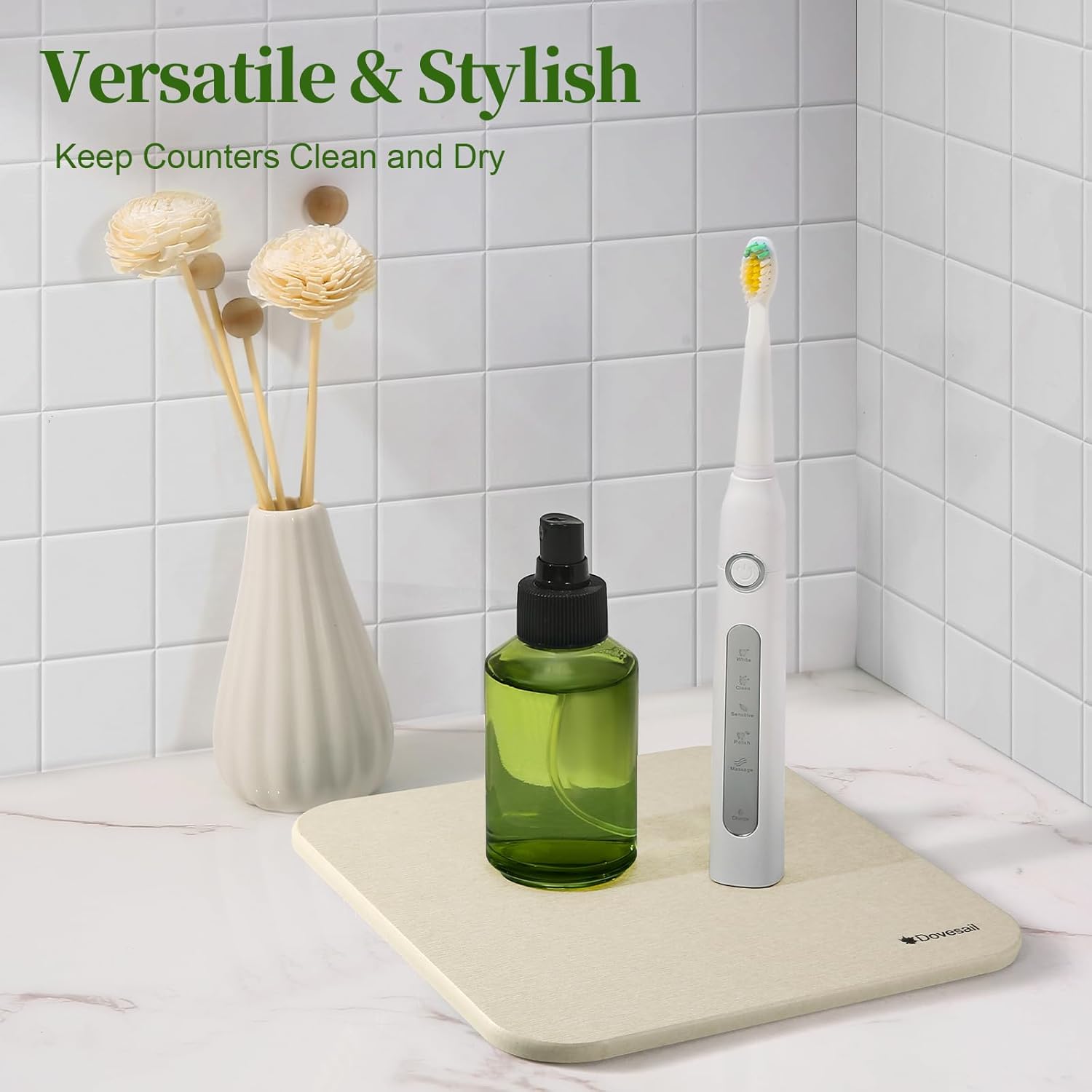 Plant Saucer, 12" Instantly Dry Diatomaceous Earth Stone Prevents Moisture Buildup, Flower Plant Tray Pot Saucer Keep Counter and Floors Dry and Clean (2 Pack) -Light Grey