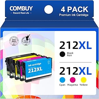 212 212XL Ink Cartridges Remanufactured Replacement for Epson 212XL T212XL 212 XL T212 Ink Cartridges Combo Pack for WF-2850 Ink XP-4105 XP-4100 WF-2830 Printer (Black, Cyan, Magenta, Yellow, 4 Pack)