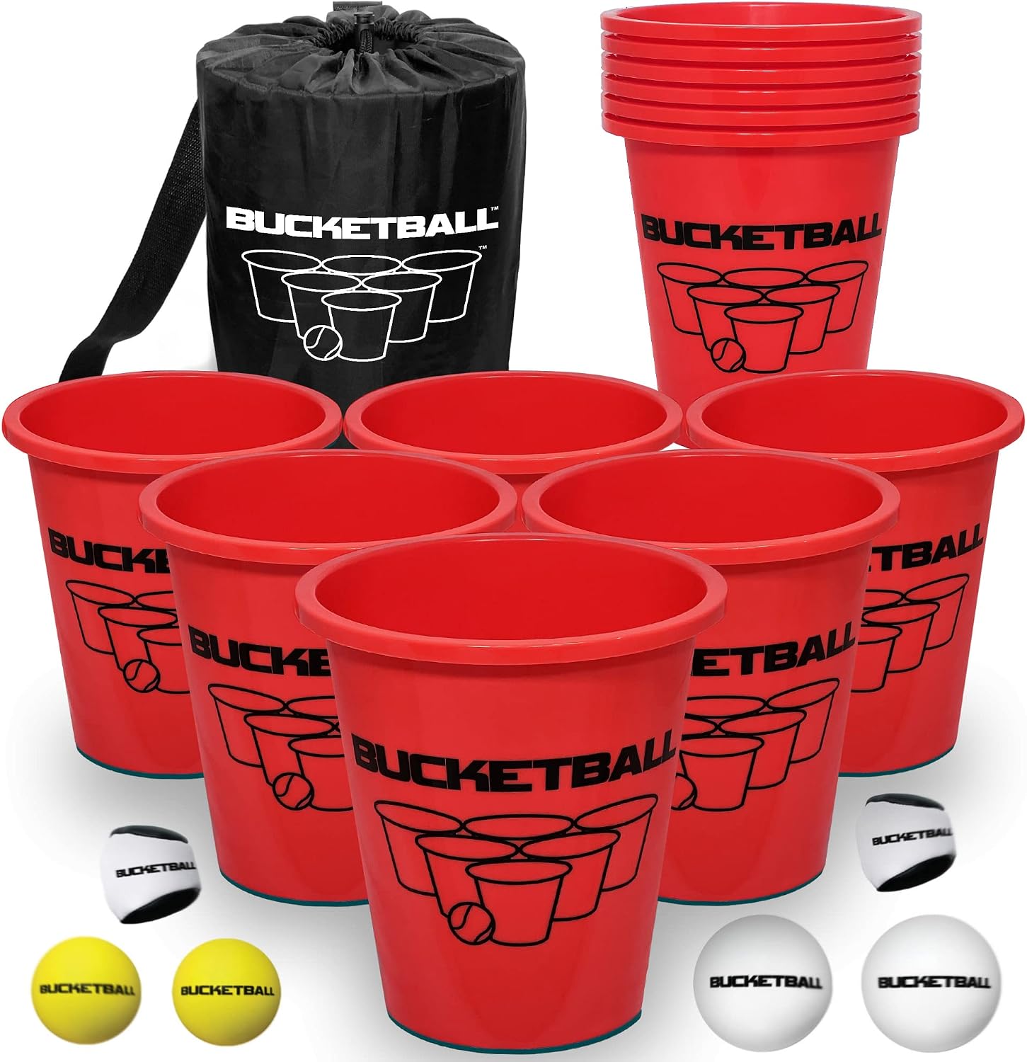 BucketBall | Giant Yard Pong Edition | Best Beach, Pool, Yard, Camping, Tailgate, BBQ, Lawn, Water, Indoor, Outdoor Game Toy for Adults, Boys, Girls, Teens, Family