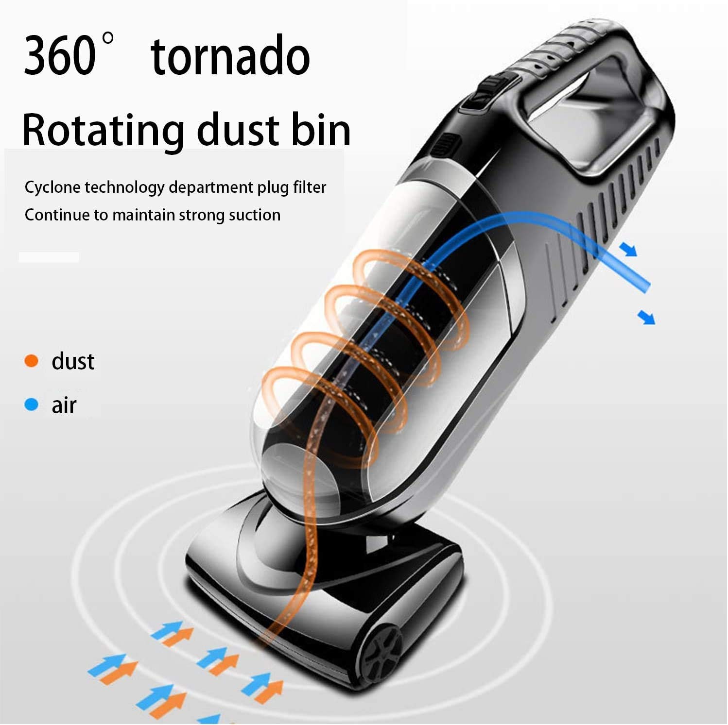 Aspiradora portátil del automóvil: vacío de mano inalámbrico de alta potencia con cable de 13 pies - 12V - Kit de accesorios para automóviles y automóviles para detalle y limpieza interior de aut