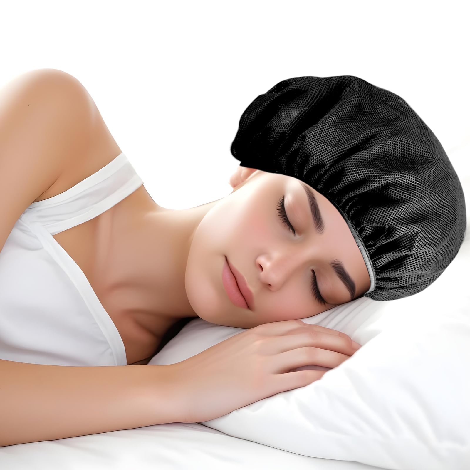 ElevateTech Lot de 4 filets de sommeil en maille pour femme - Filet à cheveux bouclés pour dormir la nuit, Rose, noir., Taille unique