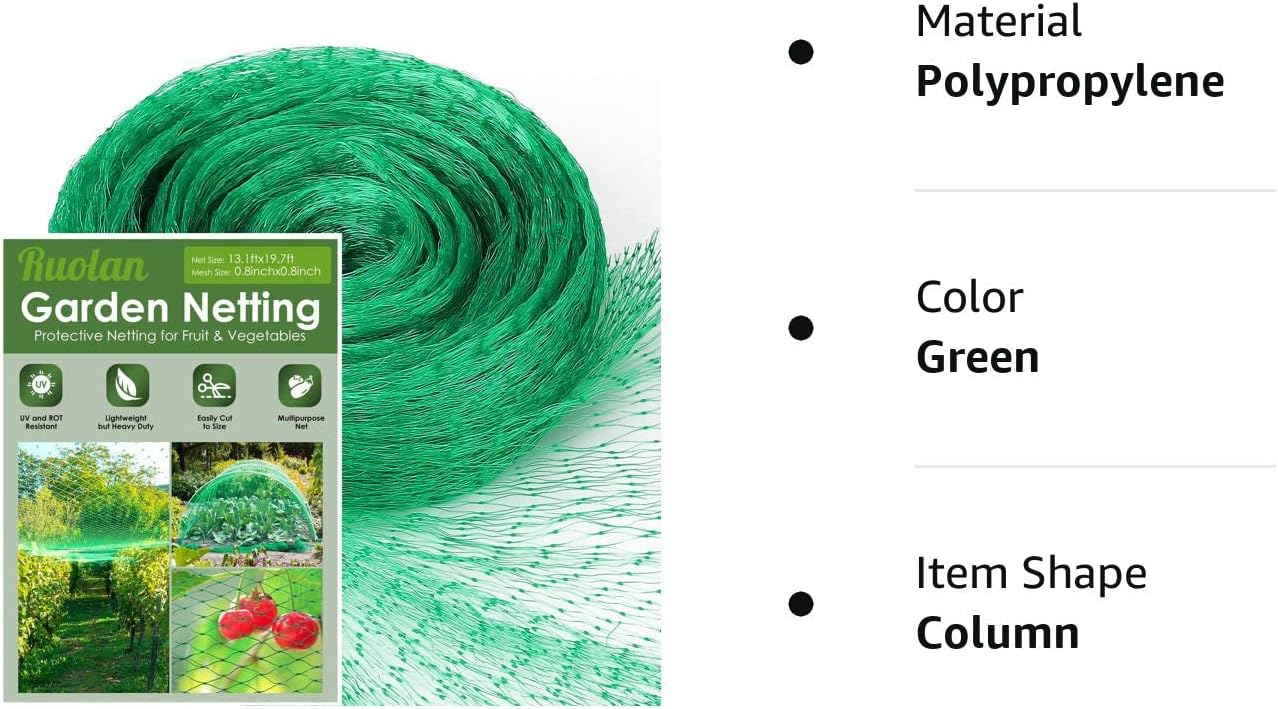 Ruolan Bird Netting for Garden Protect Vegetable Plants and Fruit Trees,Plastic Trellis Netting for Birds, Deer,Squirrels and Other Animals : Patio, Lawn & Garden