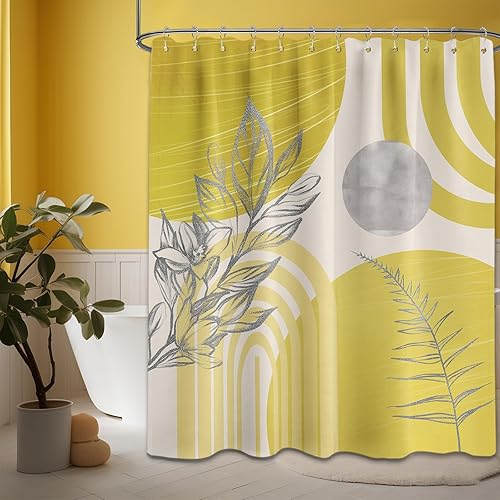 Miniatura 36 de Cortina de ducha moderna de mediados de siglo en blanco y negro, cortinas de ducha para hombre, juego de decoración de baño para hombres, patrón