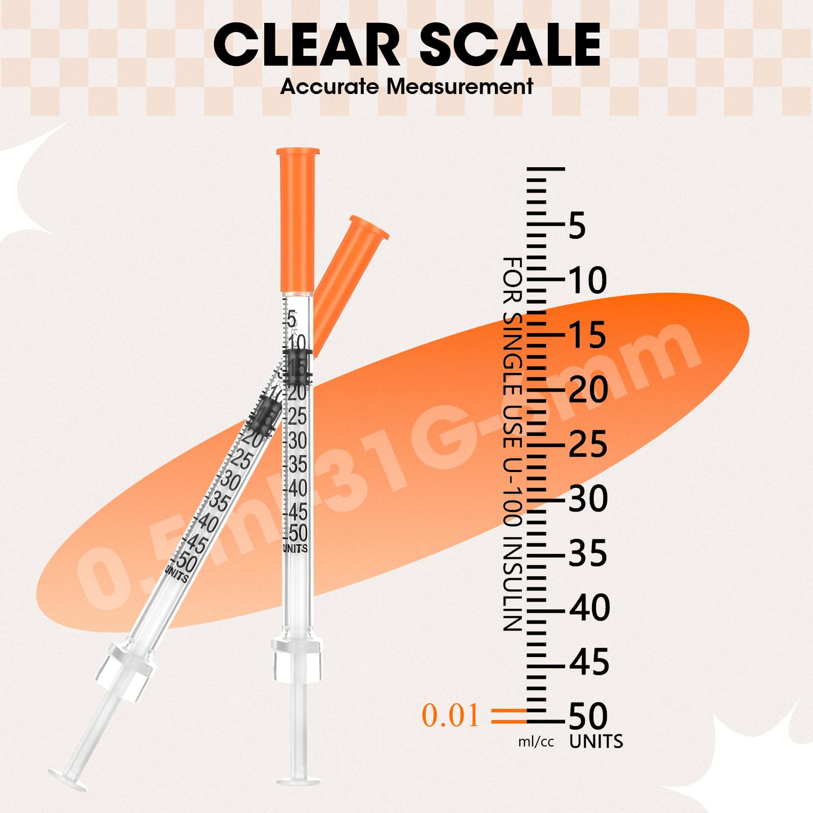 0.5ml Syringe with Cap, 31G 1/4" 6mm 1/2cc Syringes, Pack of 100 — Amazon image 5