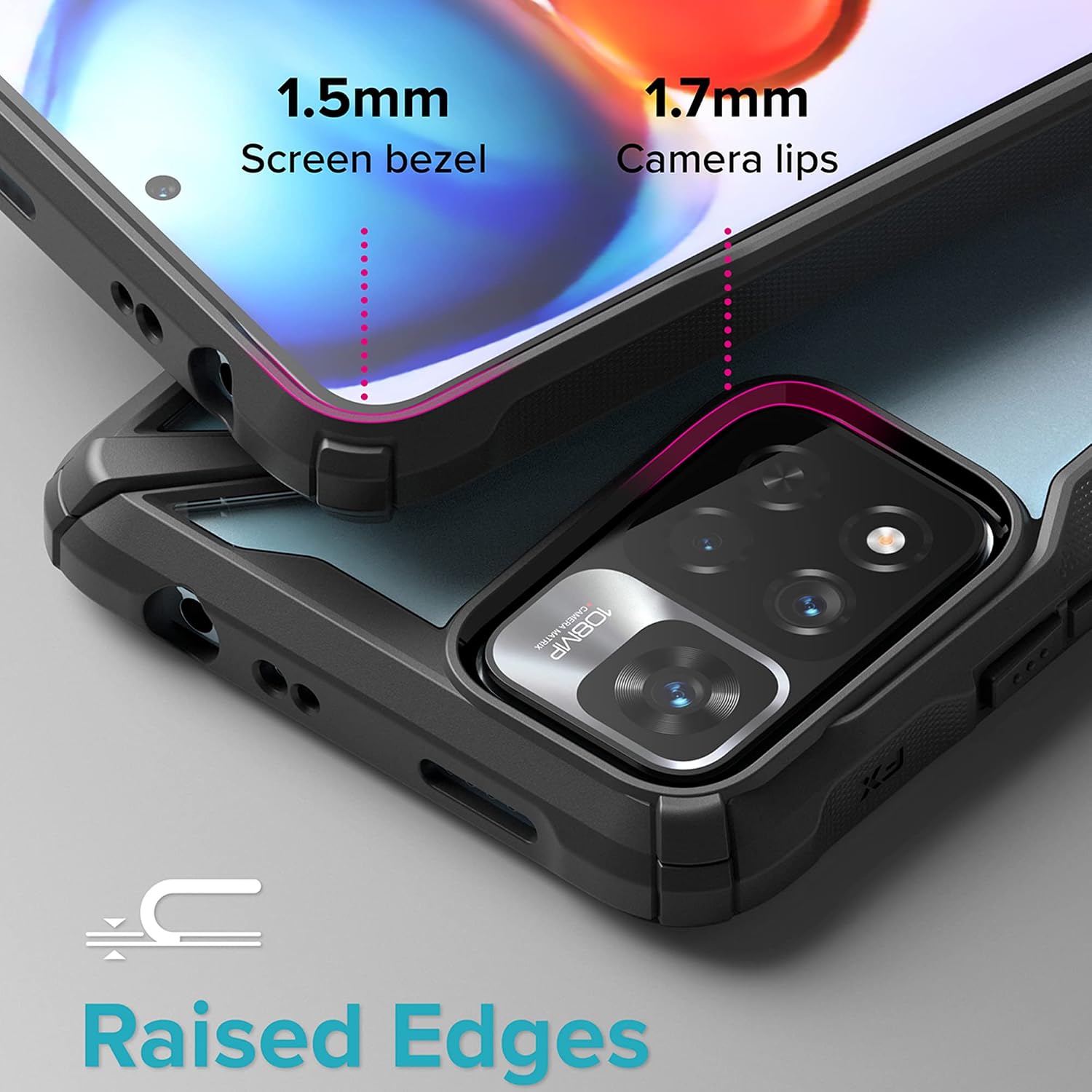Ringke Fusion-X Plus Compatible with Xiaomi Redmi Note 11 Pro+ Plus Case, Clear Hard Back Heavy Duty Shockproof Advanced Protective TPU Bumper Phone Cover - Black