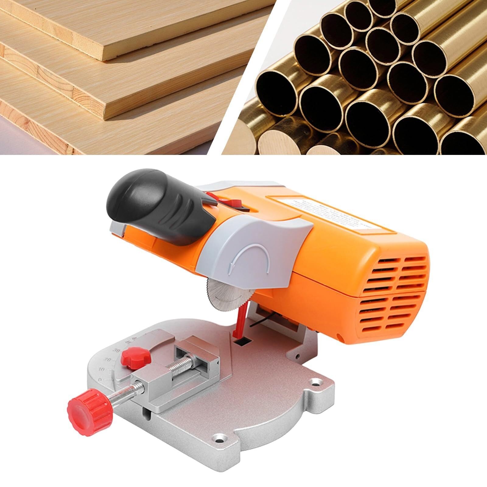Mini troncatrice da banco, portatile, con lame in acciaio e resina, angolo regolabile massimo di 45° per un taglio preciso di legno, plastica, pietra e metalli