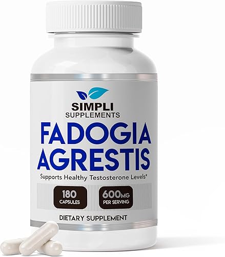 Simpli Supplements Fadogia Agrestis 600mg para apoyo natural de testosterona  Promueve el crecimiento muscular, la energía, la unidad, la