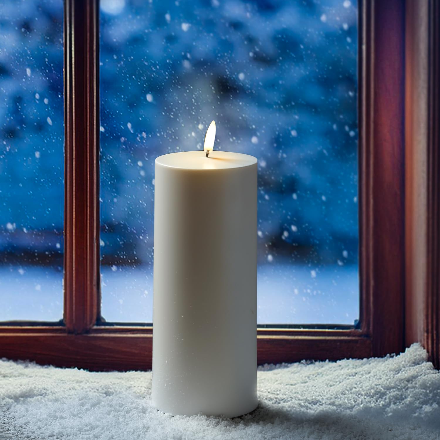 MARELIDA LED Kerze Outdoor Piffany UYUNI Lighting mit flackernder Flamme Stumpenkerze aus Kunststoff für Innen/Außen Timerfunktion dimmbar weiß (Höhe: 20cm)