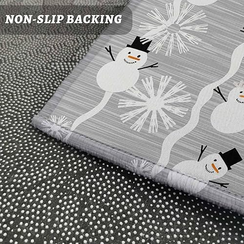 Miniatura 44 de Alfombras de cocina de Navidad absorbentes antideslizantes para piso, árbol de Navidad, muñeco de nieve y copo de nieve, alfombras y tapetes