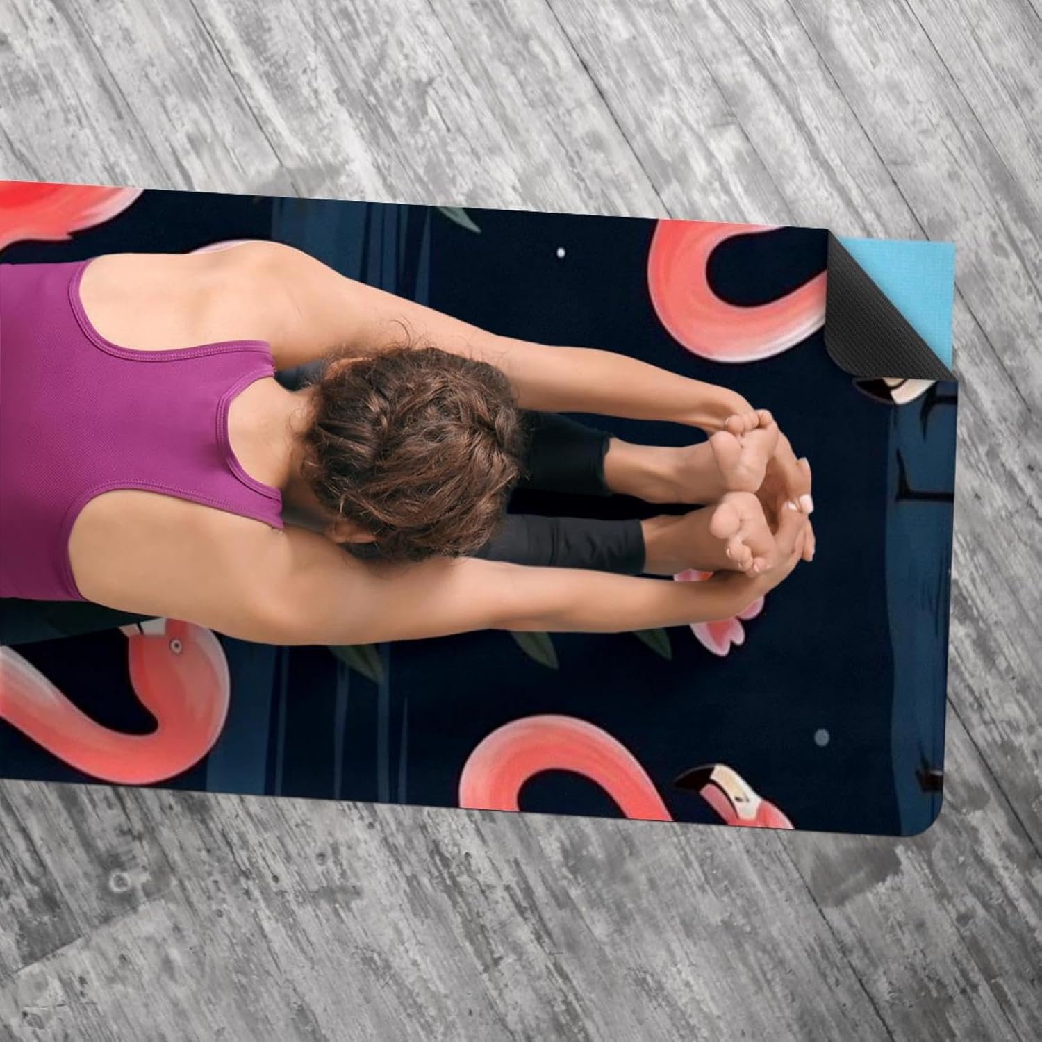 Yoga Towel, Tropical Flamingo Pattern Non Slip Sweat Absorbent Hot Yoga Mat Towel for Hot Yoga, Pilates and Fitness - 72.8" x 26.8"