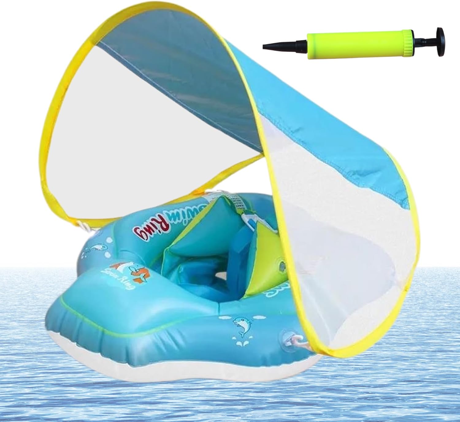 Swimming Float – Inflatable Swim Ring, UV Protection Sun Shield, Anti Slip Safety Seat, Soft Durable PVC Construction, Lightweight Easy Carry Design | Summer Water Play Pool Beach Boys Gi