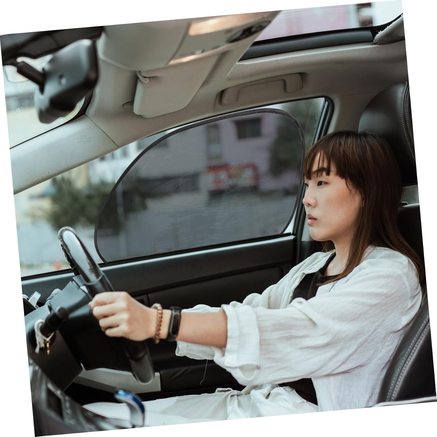 4PCS Static Cling Car Window Sunshade UV Protection PVC Film Heat Blocking Curtains for Car Interior Side Windows Easy Install and Remove