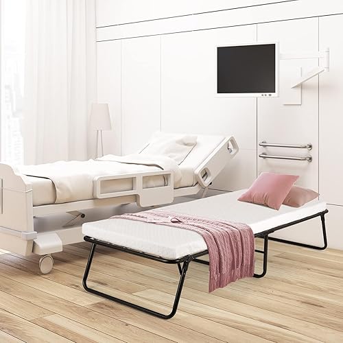 Miniatura 5 de MAMIZO Cama plegable de 35 x 75 pulgadas, cama plegable de 4 pulgadas más ancha con colchón para adultos, cama plegable, cama portátil, marco de