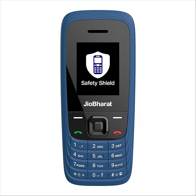 JIO JioBharat V4 4G Keypad Phone with Safety Shield Feature, JioTV, JioHotstar, JioSaavn, JioPay (UPI & SoundPay), LED Torch, Digital Camera, 1000mAh Battery | Blue | Locked Network