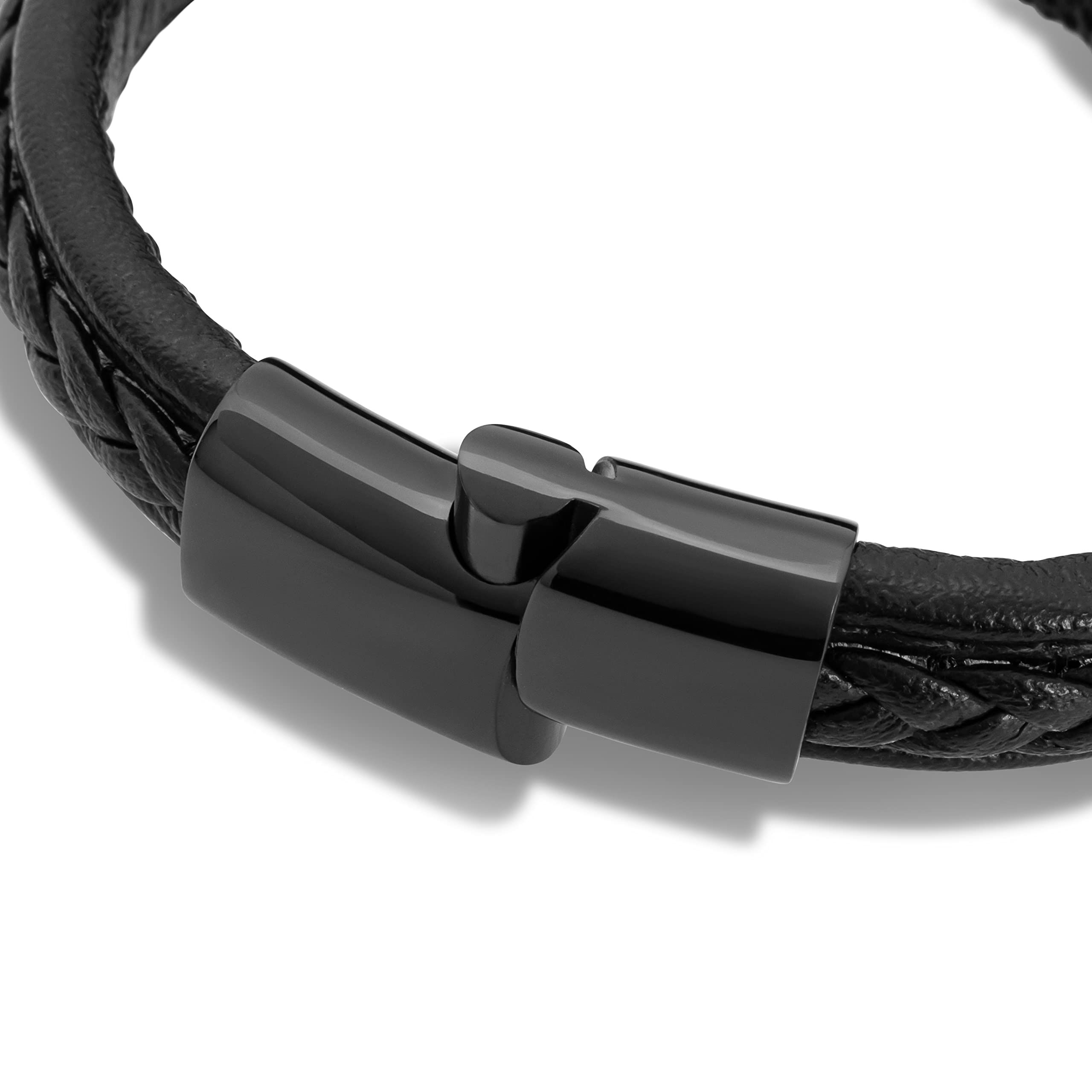 SERASAR Bransoletka Mężczyźni 20cm Czarny Skórzana Biżuteria Braided Wrap Skórzany Łańcuch Leather