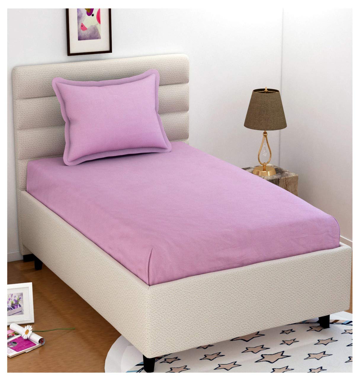 PNP Textiles Plain/Solid Bedsheet for Single Bed with 1 Pillow Cover , Size 90x60 inch ,Colour Baby Pink