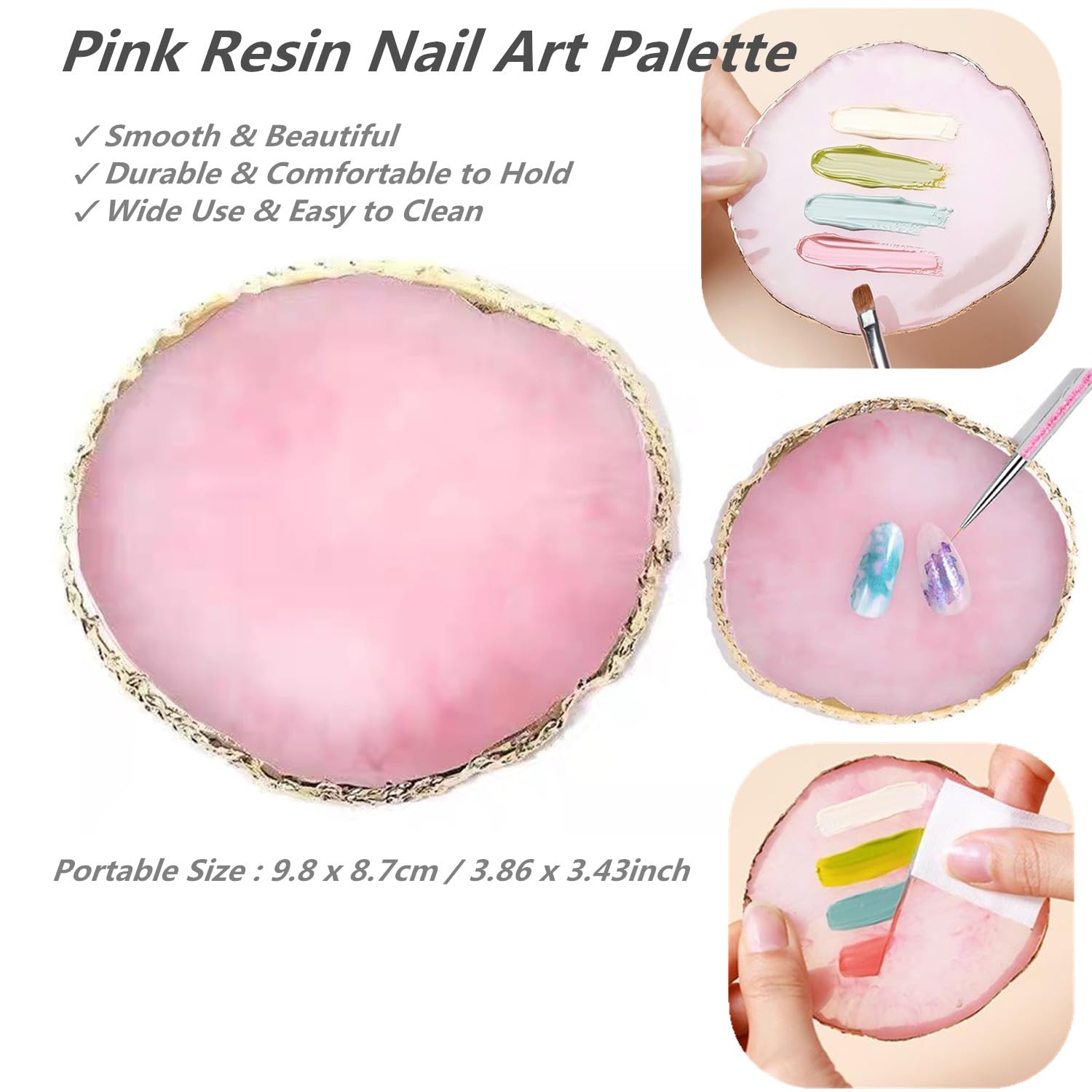 FULINJOY Lot de 21 pinceaux pour nail art, 1 palette de nail art en résine, 5 stylos pointillés pour nail art, 15 pinceaux de nail art, palette de mélange de vernis à ongles, stylo double face