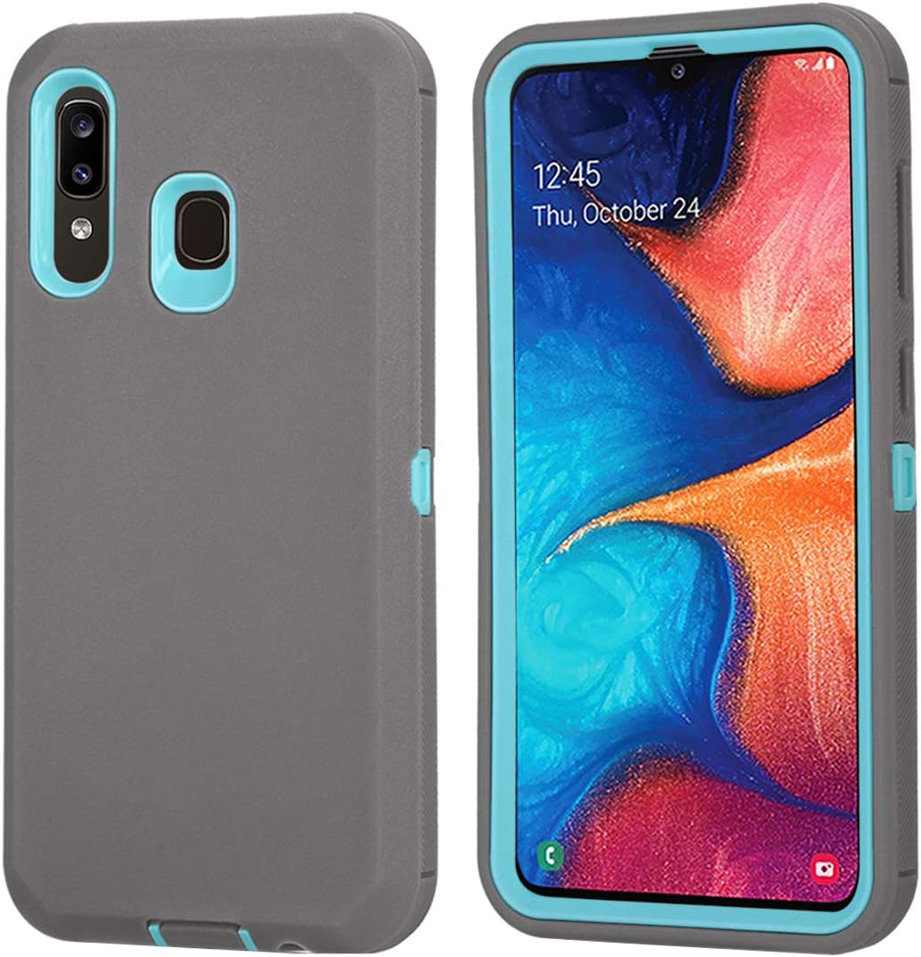 Annymall Galaxy A50 Case,Galaxy A20 Case,Galaxy A30 Case, Heavy Duty [with Kickstand & Built-in Screen Protector] Defender Armor Protective Cover for Samsung Galaxy A20/A30/A50 (Grey/Green)