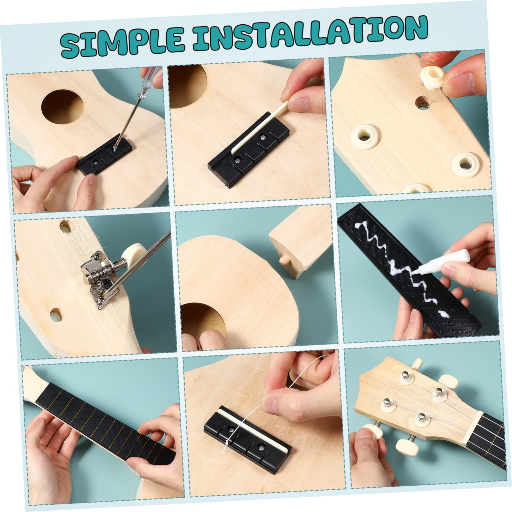 VANZACK 3 Juegos Kit de Ukulele DIY Materiales para Construcción Manual Instrumento Musical Educativo para Interacción Creativa