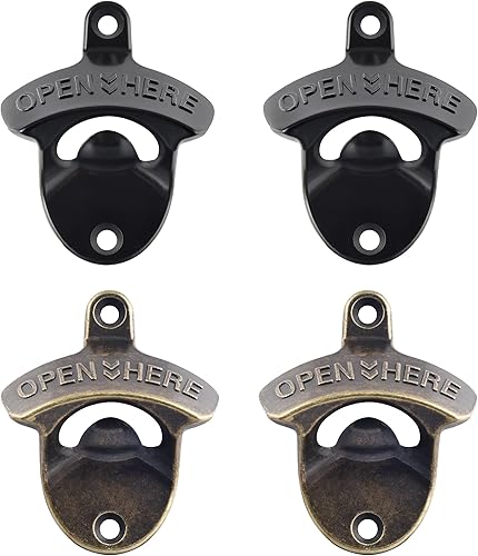 Miniatura 19 de Abrebotellas de moda antiguo montado en la pared inoxidable ABIERTO AQUÍ Negro Tornillo en la pared Cerveza Soda tapa tapa abrebotellas cobre Negro,