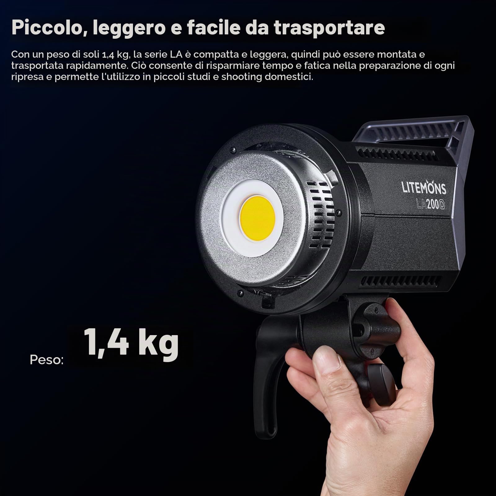 Godox Litemons LA200D Luce Video Led 230W,Daylight Continuous Output Light 5600K CRI 96+ TLCI 97+,101000lux con 8 effetti FX Bowens Mount e controllo APP per Livestreaming, video, Youtuber, Studio