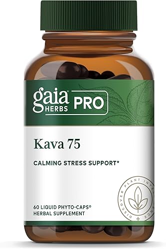 GAIA HERBS PRO Kava 75 - Suplemento de apoyo para el estrés - Ayuda a una sensación de calma y relajación - 60 fito-cápsulas líquidas