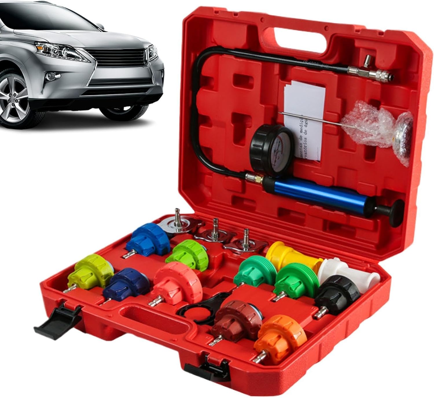 Radiator Pressure Tester - Quick Test Vacuum Refill - Leak Tester Vacuum Coolant Fill Kit - for Diagnostic Detection Hydraulic Vehicle Truck Rv SUV