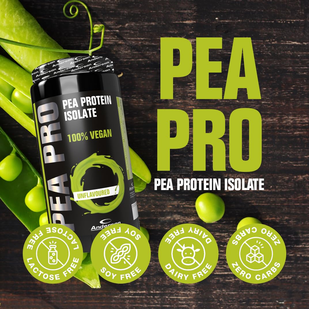 Anderson Pea Pro | Integratore in polvere di proteine di piselli 100% vegetali. Gusto Neutro| 100% Vegan, 100% Naturale | Senza Glutine e Senza Lattosio.