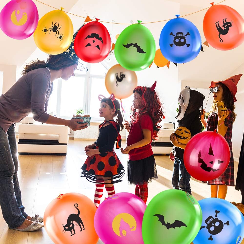 Halloween Balloons Party Decoration Favor - 36Pcs Halloween Punch Balloons for Kids 15 Inch Latex Colorful Globos Toys Birthday Party Supplies School Classroom Decor Halloween Pinata Trick or Treat : Toys & Games