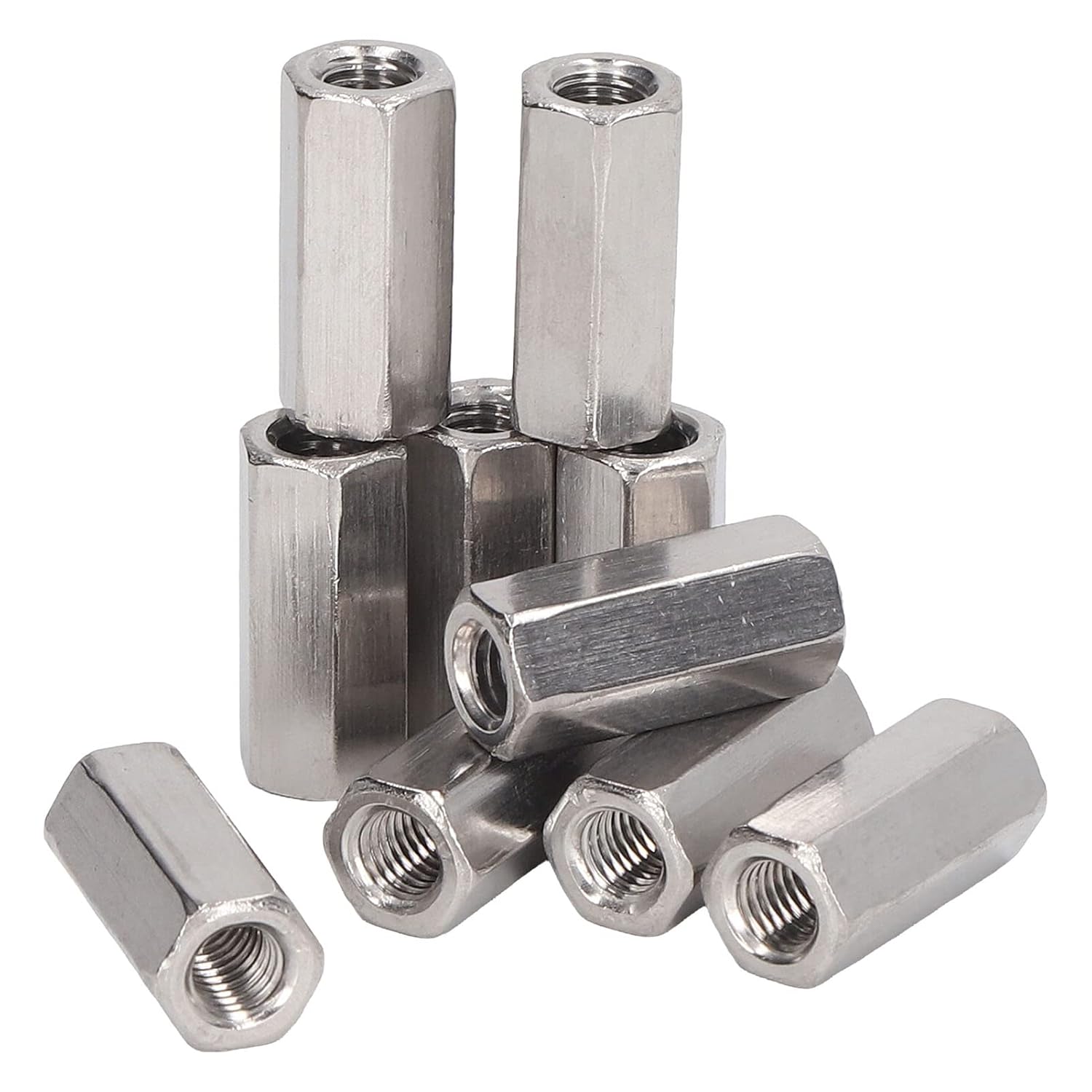10 Pcs M8 Hex Coupling Nuts 304 Stainless Steel Corrosion Resistant Precise Fit for DIY Projects Improvement