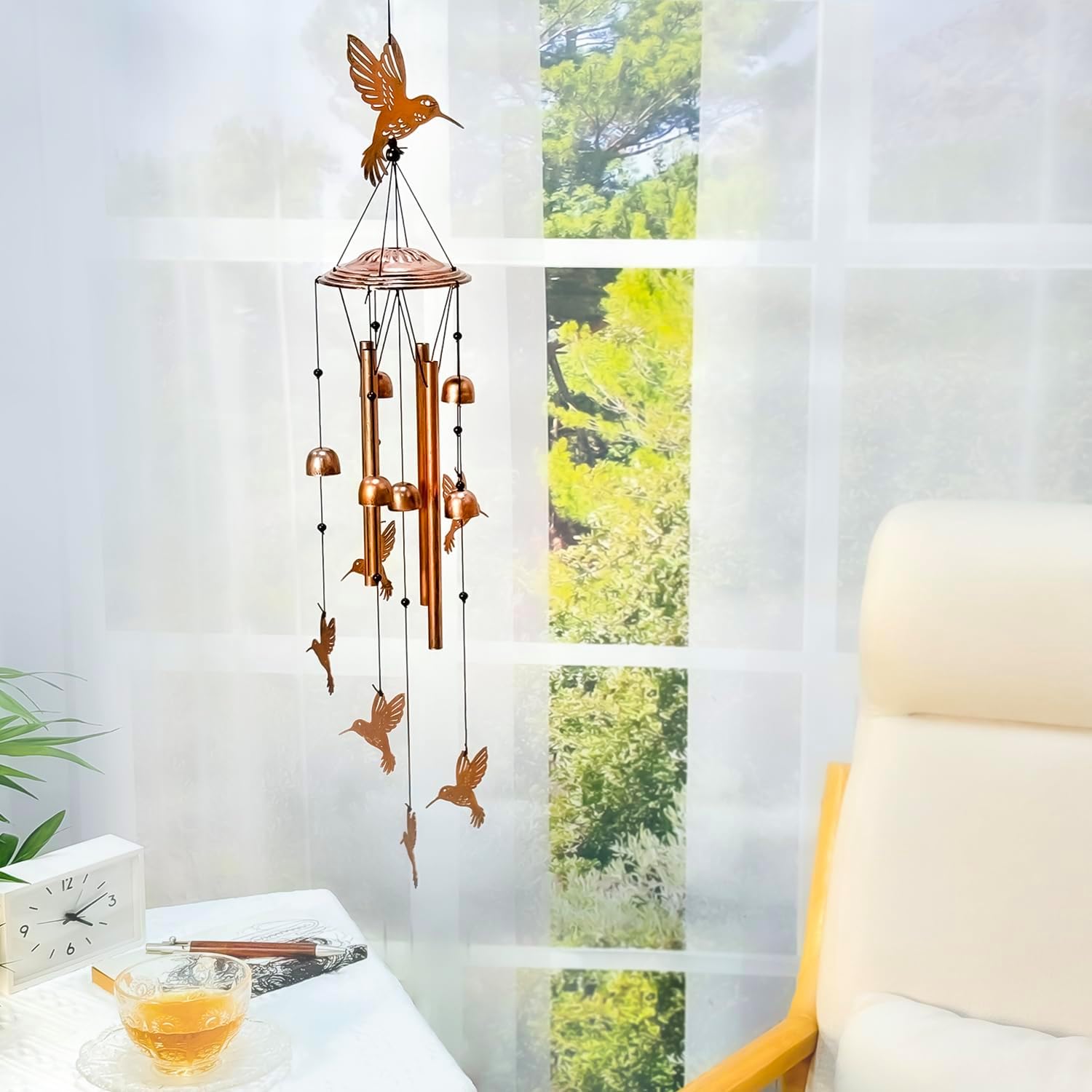Hummingbird Wind Chimes Outdoor Hummingbird Gifts for Women/Men/Mom/Grandma Birthday Gifts Memorial Gift Metal Bird WindChimes for Outside/Indoors, Home, Porch, Patio, Garden Decor, Yard Decorations