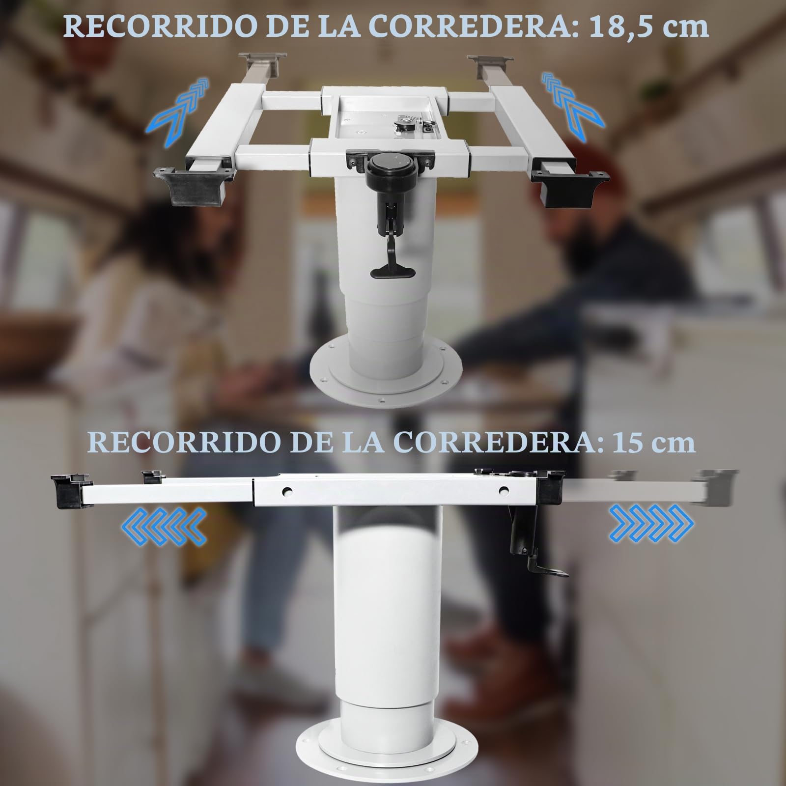 Pie de pie ajustable para mesa de caravana con elevación de gas, soporte neumático basculante