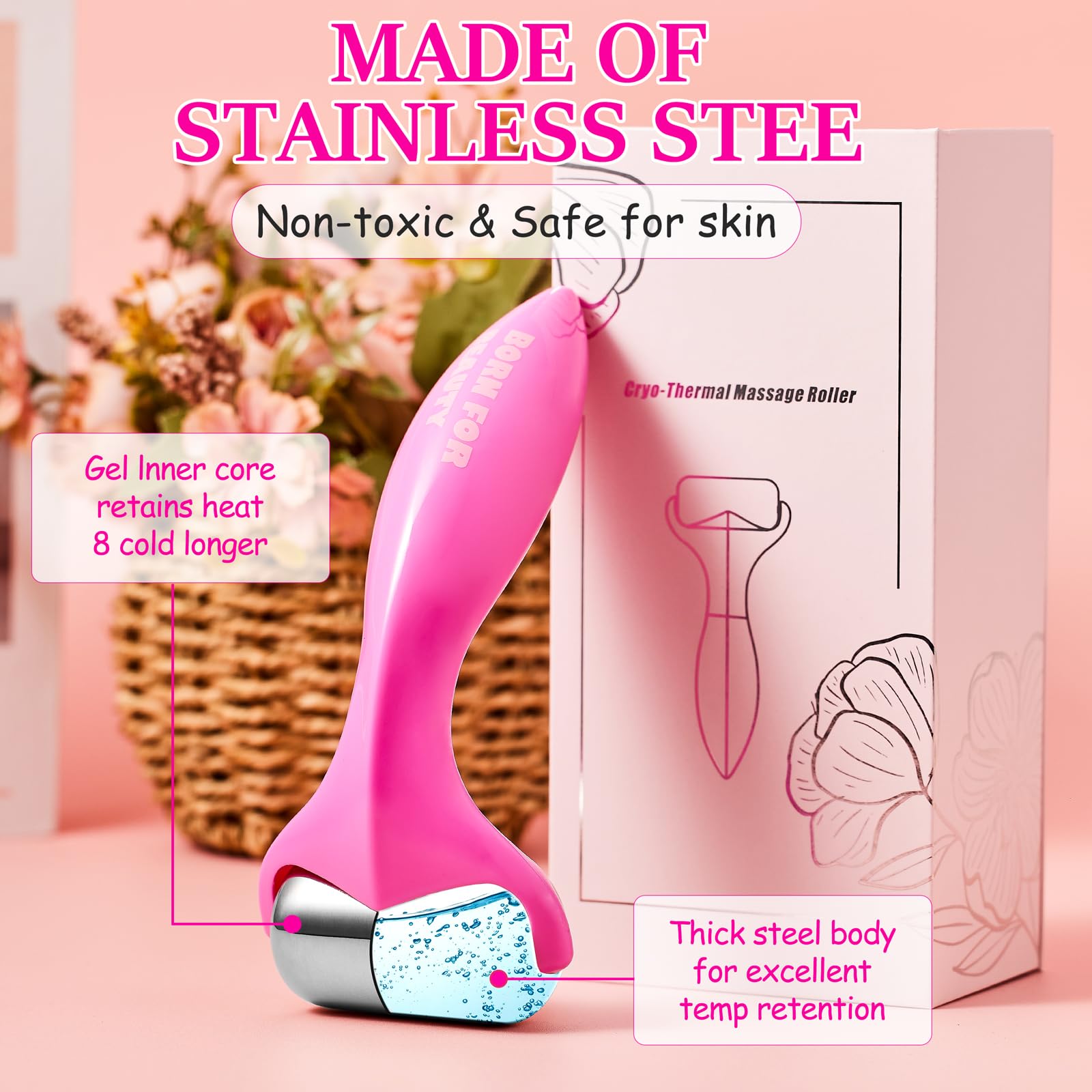 360° Rotating Ice Roller for Face-Stainless Steel Facial Massage Tool for Skin Tightening Ice Face Roller -Wrinkle Reduction & Dark Circle Relief - Image 4