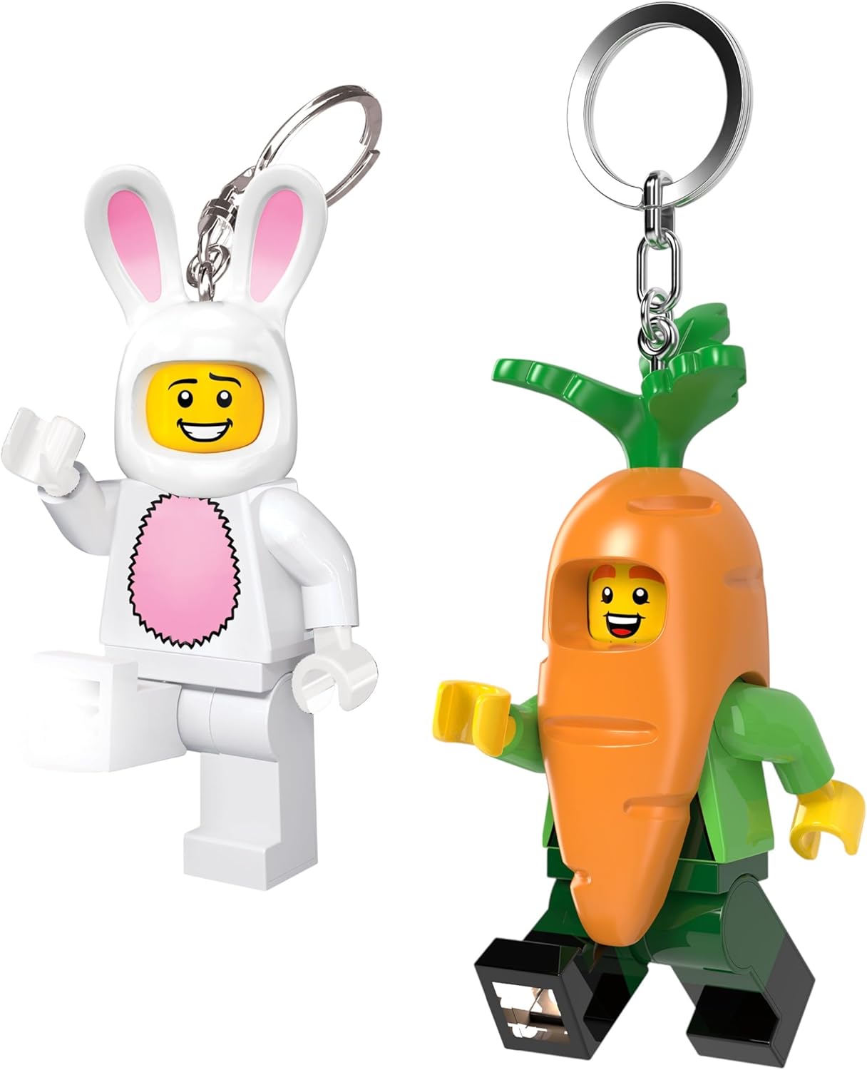 LEGO Bunny Suit Guy & Carrot Mascot Keychain Light Bundle