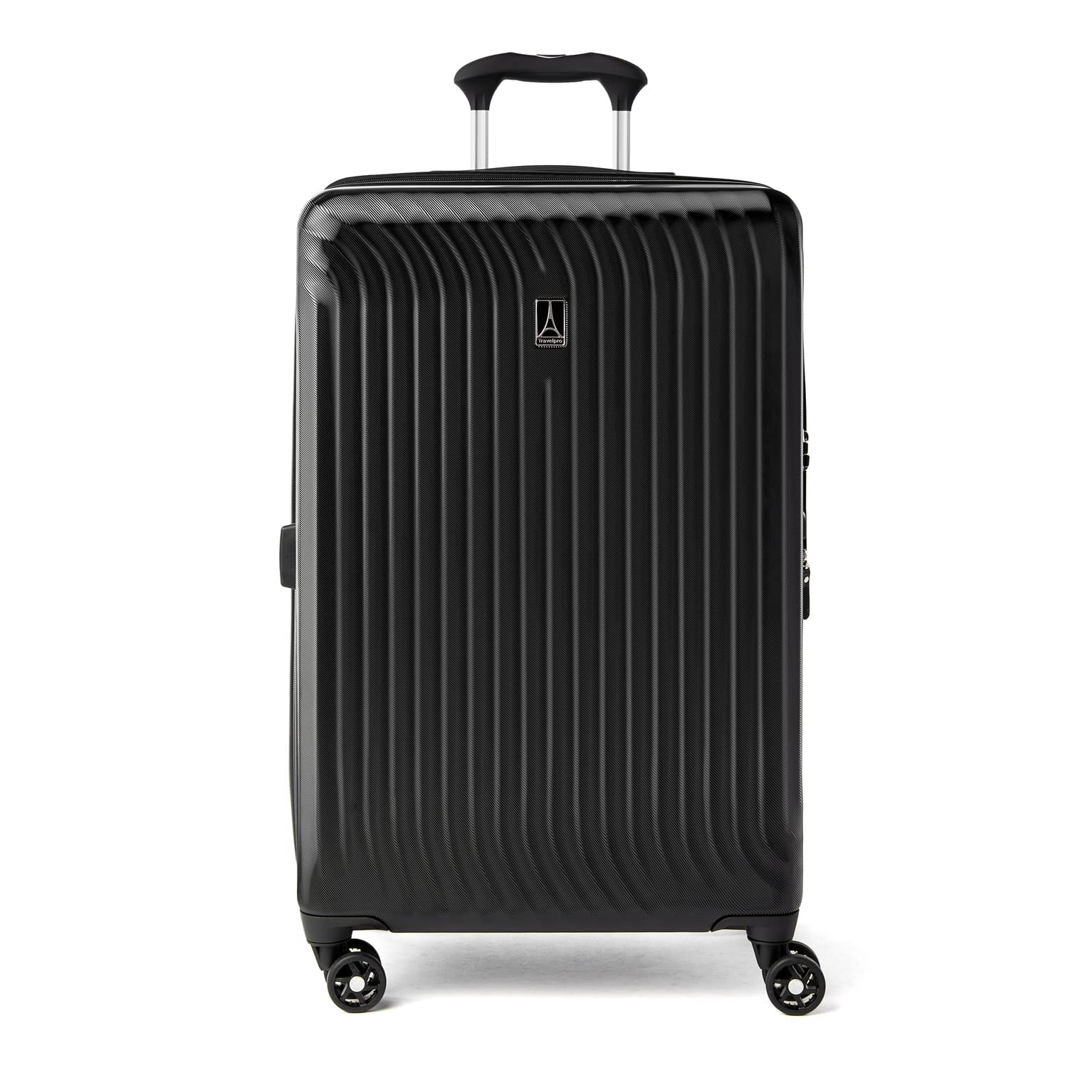 Photo 1 of Travelpro Maxlite Air Hardside Expandable Luggage, 8 Spinner Wheels, Lightweight Hard Shell Polycarbonate, Black, Checked-Medium 25-Inch Checked-Medium 25-Inch Black