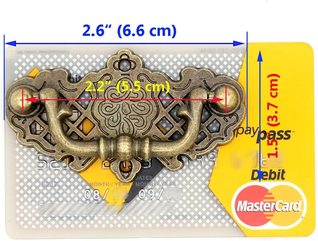 LXZ 4 PCs Vintage Antique Brass Bail Pull Handle for Wooden Drawer Cabinet Cupboard, Length 2.6" (6.6 cm) and Height 1.5" (3.7 cm)
