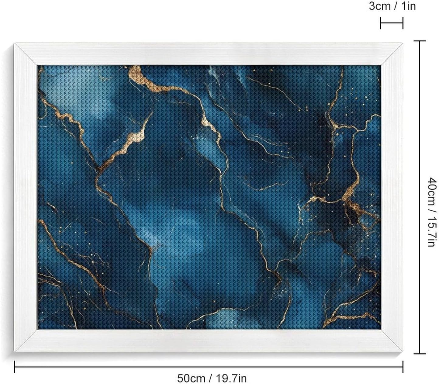 Marble Blue Gold Pattern Printed Diamond 5D Painting Kit 16x20in DIY Full Drill Craft with Tools for Home Wall Decor Gift White Wood 50 * 40cm