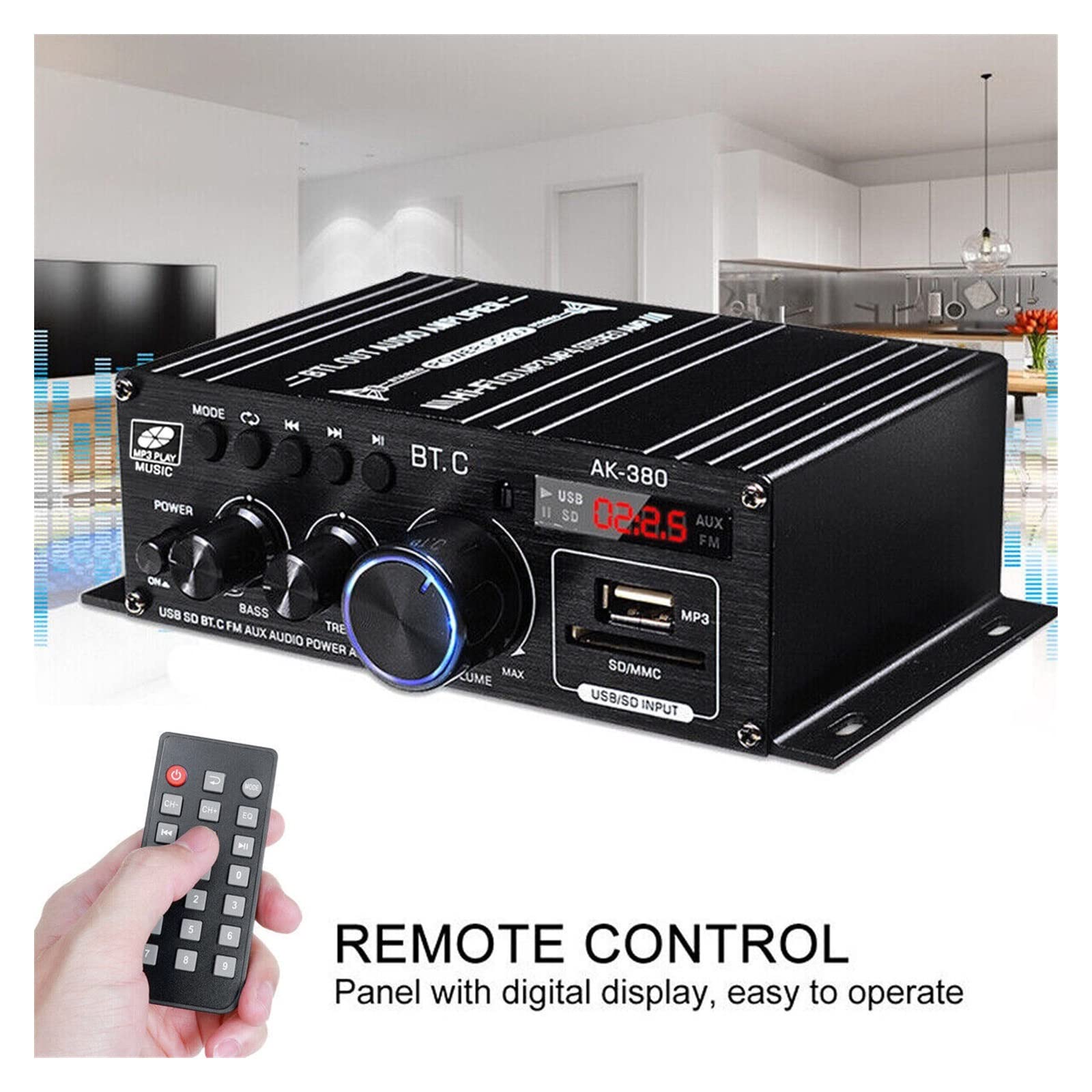 Ampli Voiture, 12V HiFi amplificateur de Puissance stéréo Maison Voiture ampli Basse Voiture Haut-Parleur Classe D Voiture Maison Son amplificateur de Puissance amplificateur de Voiture