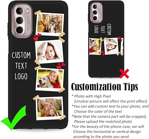 Vista 180 de Funda personalizada para Motorola Moto G Stylus 2021 con nombre de foto, texto y foto, GStylus personalizado -21 funda suave y fina (negro) de 6.8