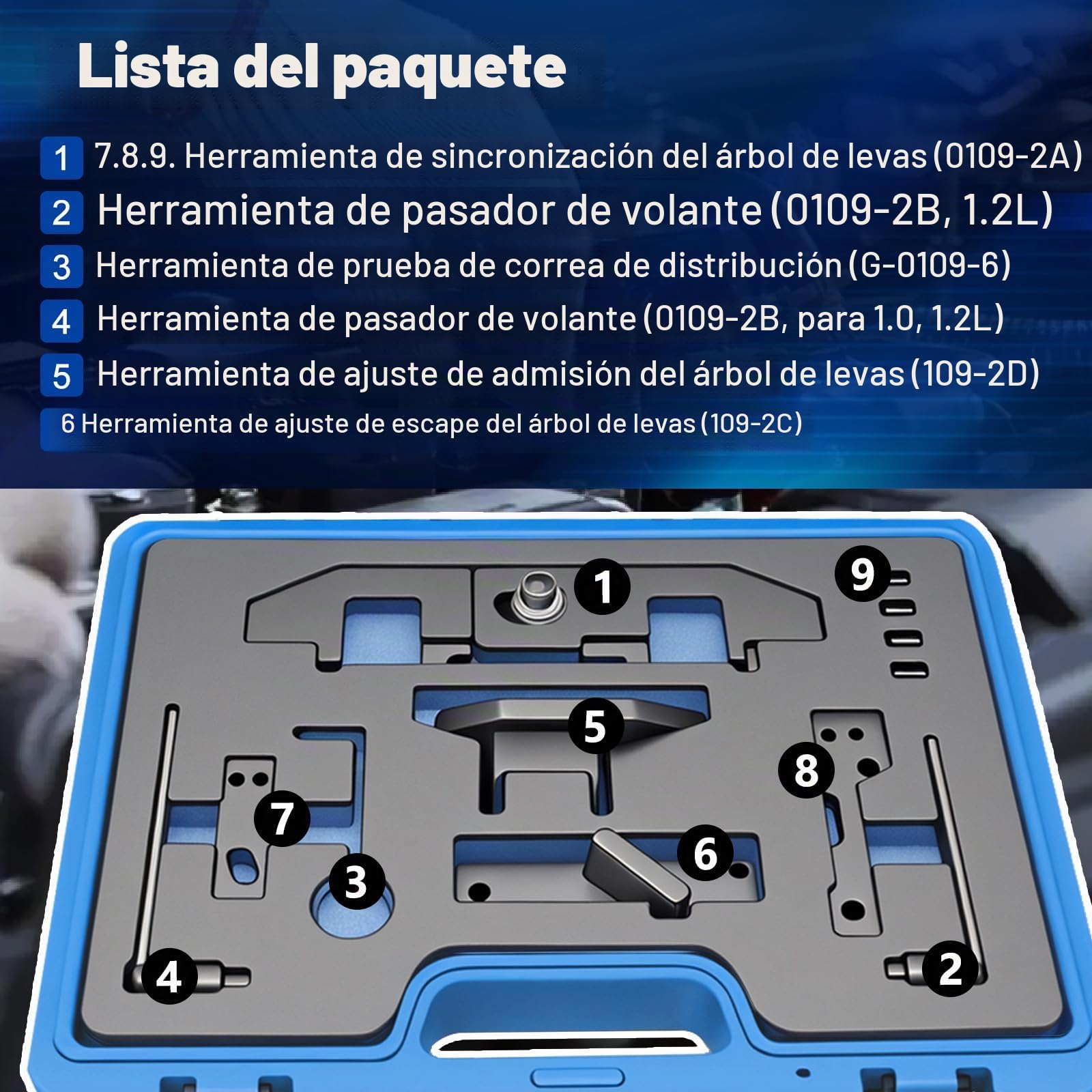 RUIZHI Herramienta de correa dentada para Citroen Peugeot 1.0, 1.2 Vti (VVT) / GDI PureTech Gasolina, 0109-2A, 109-2C, 109-2D