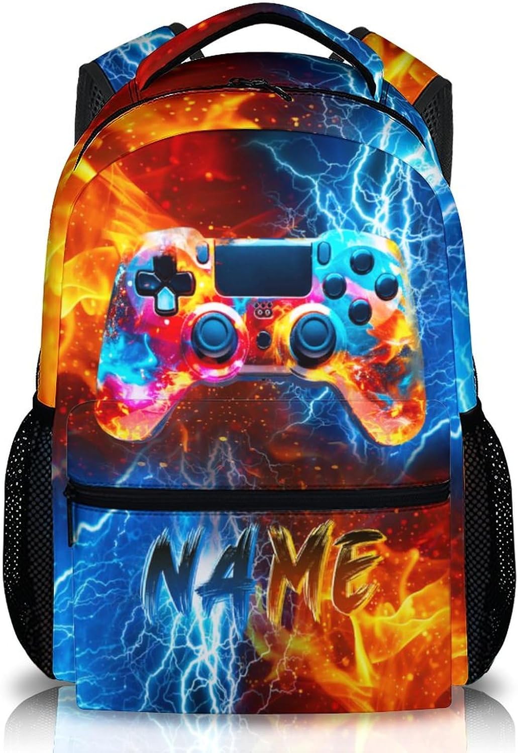 Gamer Backpack for Kids School Kindergarten Elementary Primary Middle College, Personalized Gaming Schoolbag for Boys, 17 Inch Custom Large Capacity Bookbag for Travel Work Hiking
