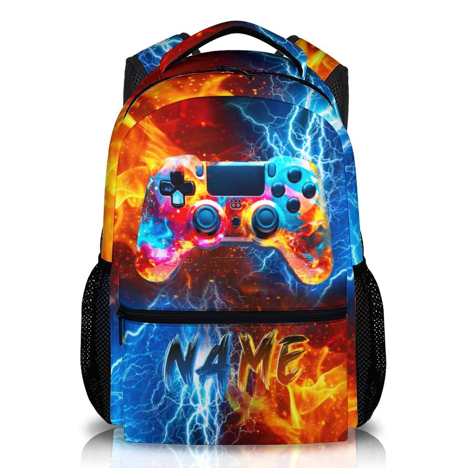Gamer Backpack for Kids School Kindergarten Elementary Primary Middle College, Personalized Gaming Schoolbag for Boys, 17 Inch Custom Large Capacity