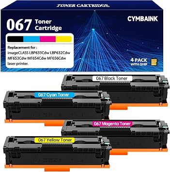 4PACK 067 067H Super 1,350Pages High-Yield with Chip Replacement for Toner Cartridge Compatible with imageCLASS LBP633Cdw LBP632Cdw LBP631Cdw MF653Cdw MF651Cw MF654Cdw MF656Cdw