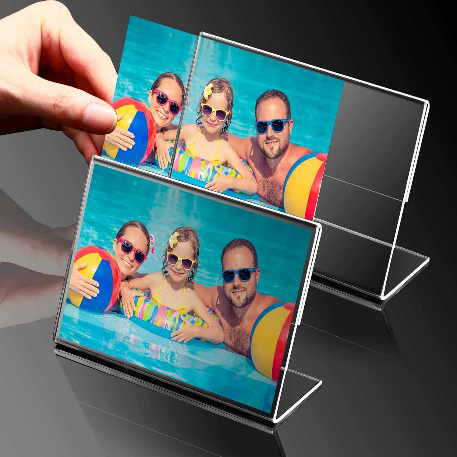 Tuanse 48 Pcs 5 x 3.5 Inch Acrylic Frame, Acrylic Sign Holder Clear Picture Holder Horizontal Display Photo Booth Frame with Slanted Back for Home Office Wedding Birthday